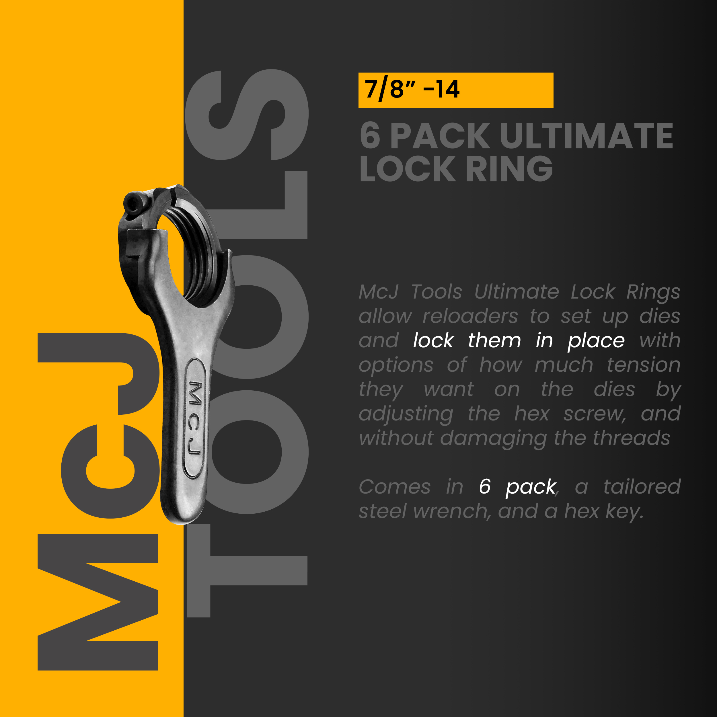 DIE LOCK RING 7/8X14 PREMIUM STEEL CONSTRUCTED 6/PACK